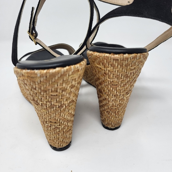 Clorinda Antinori Espadrille Ankle Strap Wedge Black Suede Strap High Shoe 9 - Picture 4 of 11